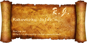 Rakovszky Jolán névjegykártya